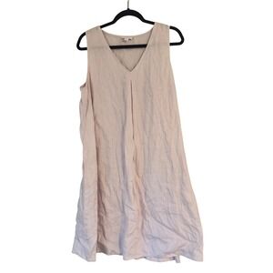 J Jill Love Linen V Neck Sleeveless Midi Dress Women's Size‎ L Pink